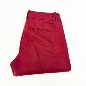 J. Crew Minnie Flat Front Burgundy Creased Slack Dress Pants Size 2
